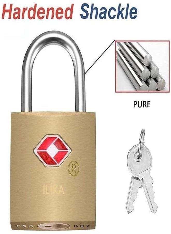 ILIKA Small Brass Lock TSA Approved with Keys,International Locks for Luggage Bag Travelling Locks Padlock (Gold) (1) - Image 4
